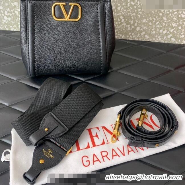 Big Discount Valentino Alltime Small Handbag in Grainy Calfskin 0288S Black 2024