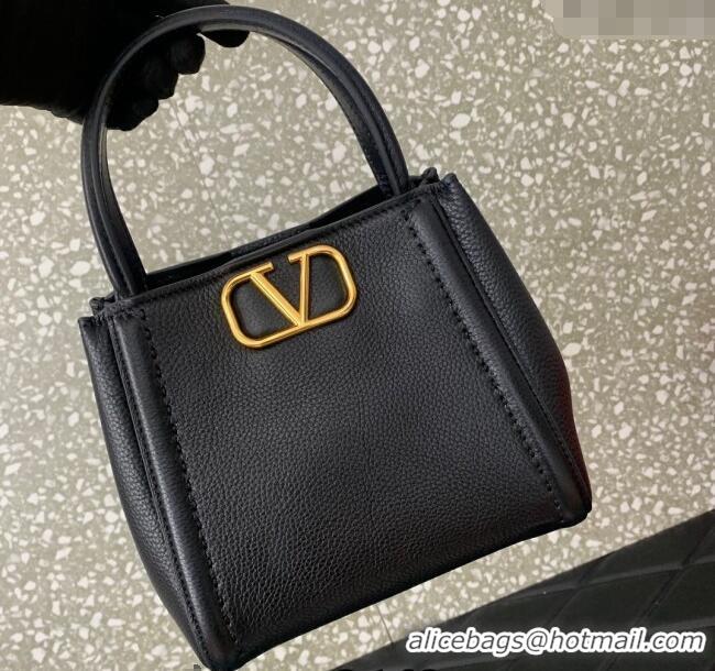 Big Discount Valentino Alltime Small Handbag in Grainy Calfskin 0288S Black 2024