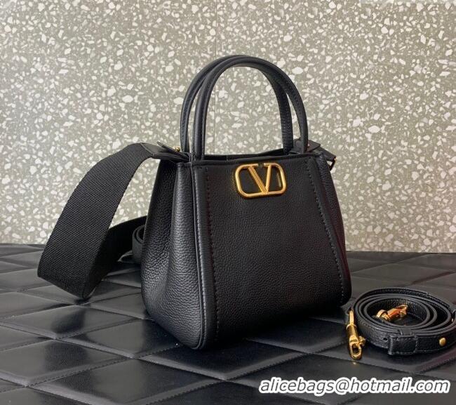Big Discount Valentino Alltime Small Handbag in Grainy Calfskin 0288S Black 2024