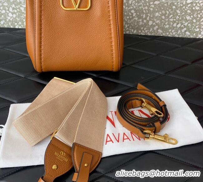 Buy Fashionable Valentino Alltime Small Handbag in Grainy Calfskin 0288S Brown 2024