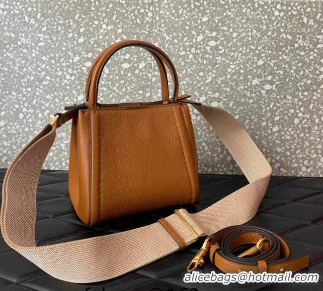 Buy Fashionable Valentino Alltime Small Handbag in Grainy Calfskin 0288S Brown 2024