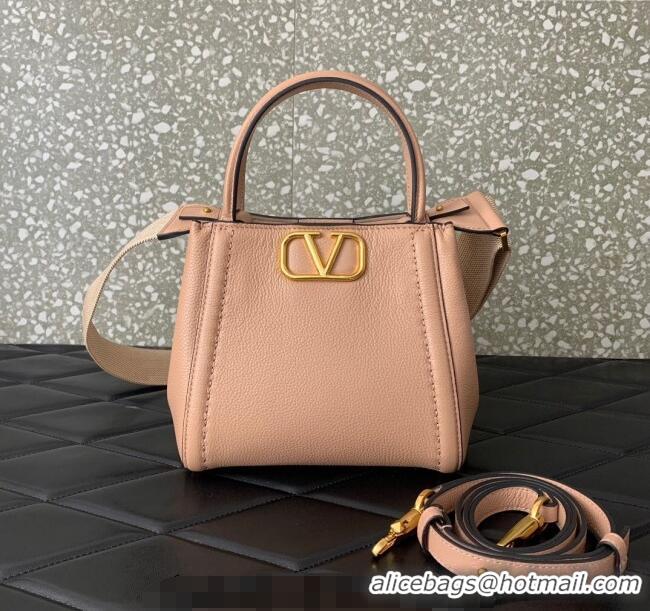 Well Crafted Valentino Alltime Small Handbag in Grainy Calfskin 0288S Light Pink 2024