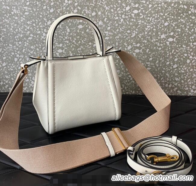 Good Quality Valentino Alltime Small Handbag in Grainy Calfskin 0288S White 2024