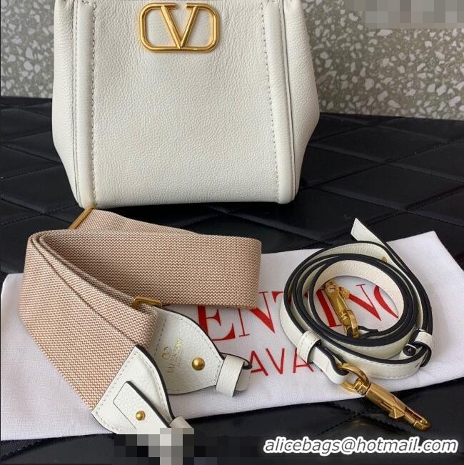 Good Quality Valentino Alltime Small Handbag in Grainy Calfskin 0288S White 2024