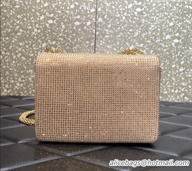 Most Popular Valentino One Stud Denim Bag with Crystals and Chain 0099 Light Pink 2024