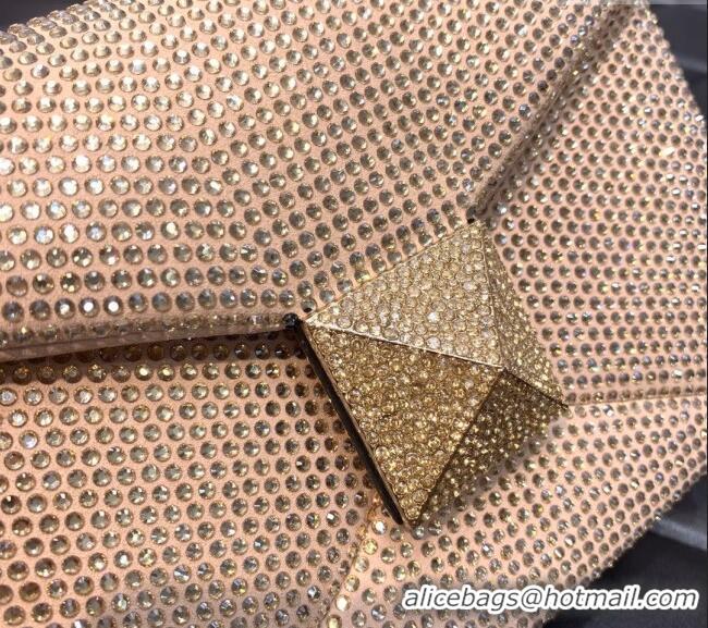 Most Popular Valentino One Stud Denim Bag with Crystals and Chain 0099 Light Pink 2024