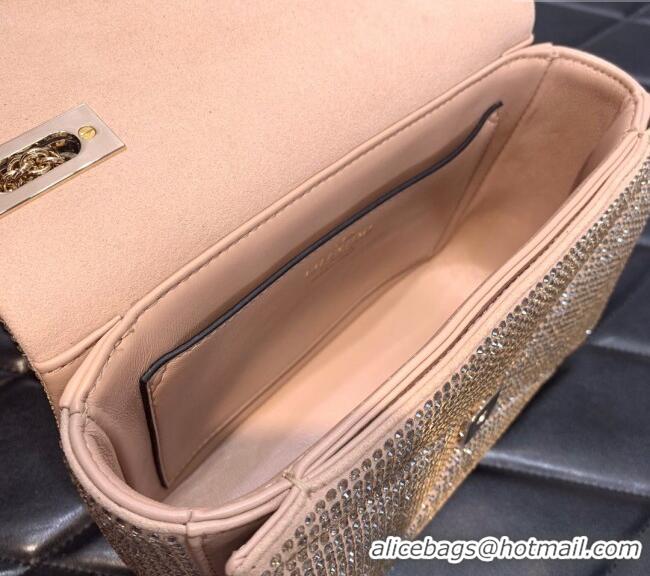 Most Popular Valentino One Stud Denim Bag with Crystals and Chain 0099 Light Pink 2024