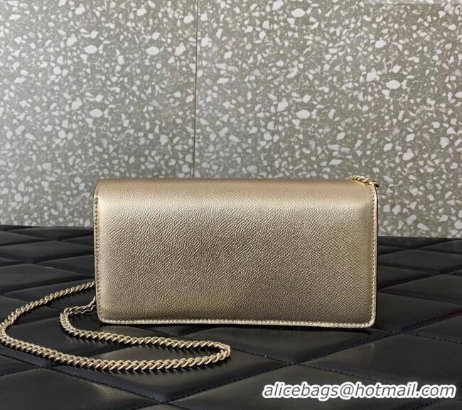 Top Quality Valentino VLogo Grainy Calfskin Chain Clutch VLTN061 Light Gold 2024