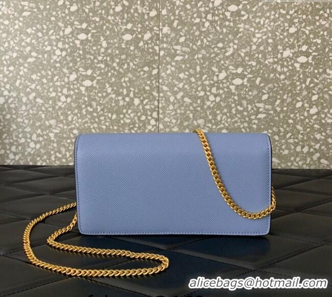 Trendy Design Valentino VLogo Grainy Calfskin Chain Clutch VLTN061 Light Blue 2024