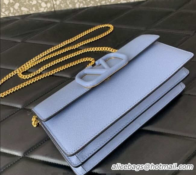 Trendy Design Valentino VLogo Grainy Calfskin Chain Clutch VLTN061 Light Blue 2024