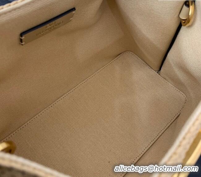 Super Quality Valentino Small VLogo Shopping Summer Tote bag in Lace-Effect Raffia Straw 0220S 2024