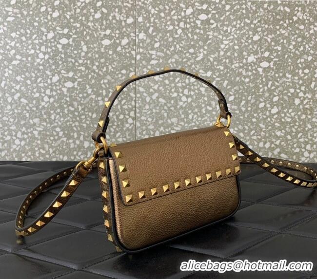 Good Taste Valentino Rockstud Grainy Calfskin Pouch Mini Bag VLTN077 Gold 2024