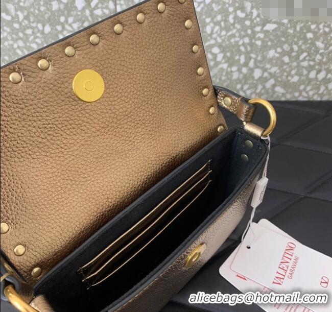 Good Taste Valentino Rockstud Grainy Calfskin Pouch Mini Bag VLTN077 Gold 2024