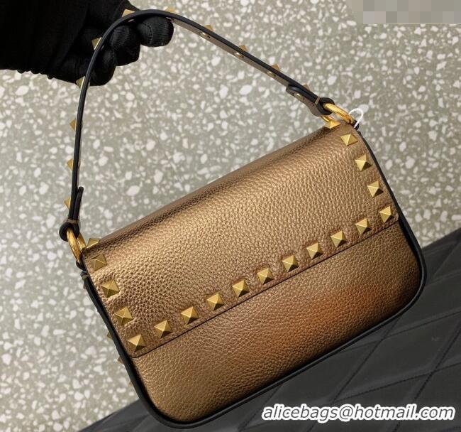 Good Taste Valentino Rockstud Grainy Calfskin Pouch Mini Bag VLTN077 Gold 2024