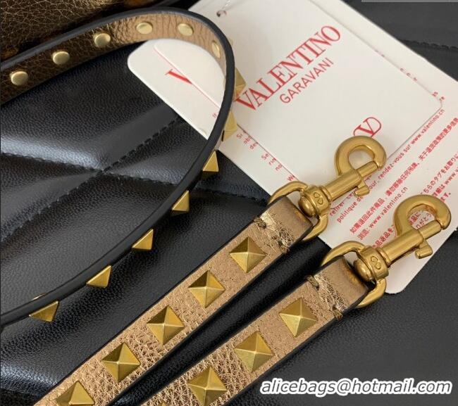 Good Taste Valentino Rockstud Grainy Calfskin Pouch Mini Bag VLTN077 Gold 2024