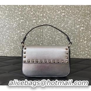 Well Crafted Valentino Rockstud Grainy Calfskin Pouch Mini Bag VLTN077 Silver 2024