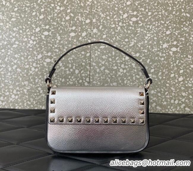 Well Crafted Valentino Rockstud Grainy Calfskin Pouch Mini Bag VLTN077 Silver 2024