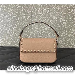 Top Grade Valentino Rockstud Grainy Calfskin Pouch Mini Bag VLTN077 Beige 2024