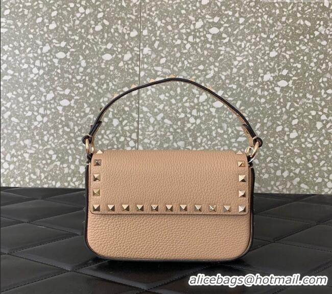 Top Grade Valentino Rockstud Grainy Calfskin Pouch Mini Bag VLTN077 Beige 2024
