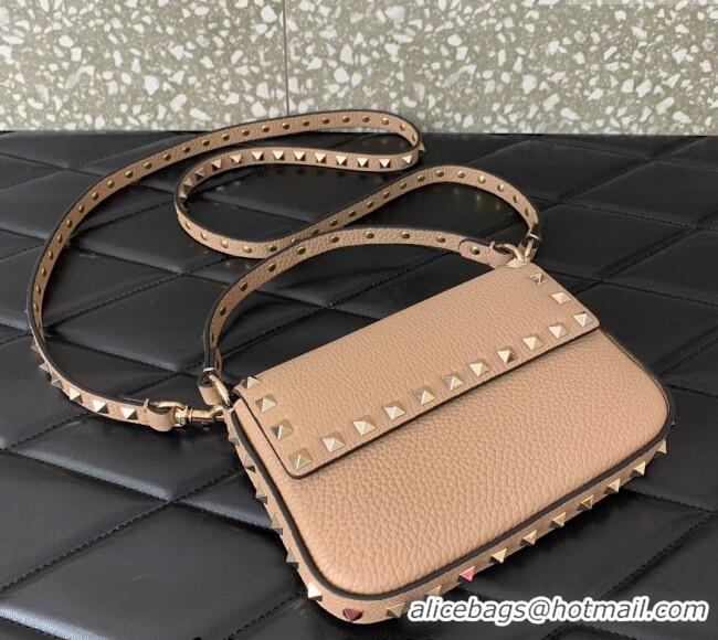 Top Grade Valentino Rockstud Grainy Calfskin Pouch Mini Bag VLTN077 Beige 2024