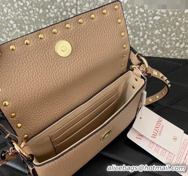 Top Grade Valentino Rockstud Grainy Calfskin Pouch Mini Bag VLTN077 Beige 2024