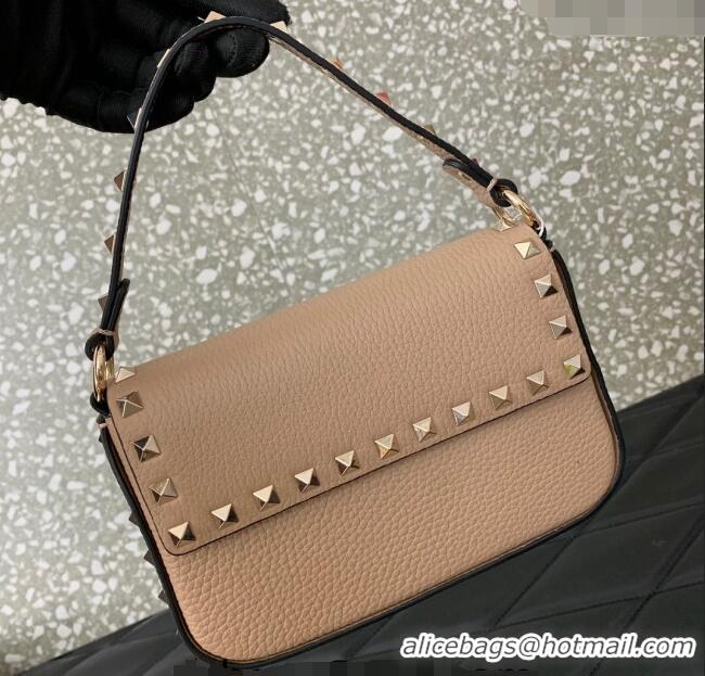 Top Grade Valentino Rockstud Grainy Calfskin Pouch Mini Bag VLTN077 Beige 2024