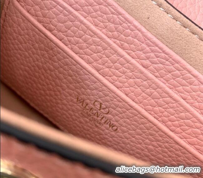 Affordable Price Valentino Rockstud Grainy Calfskin Pouch Mini Bag VLTN077 Pink 2024