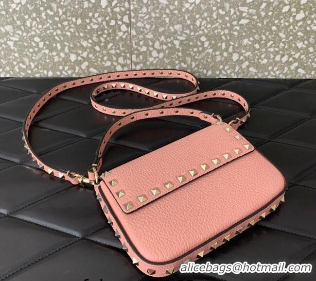 Affordable Price Valentino Rockstud Grainy Calfskin Pouch Mini Bag VLTN077 Pink 2024
