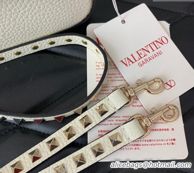 Grade Design Valentino Rockstud Grainy Calfskin Pouch Mini Bag VLTN077 White 2024