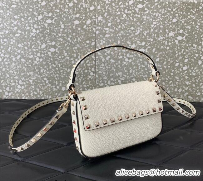 Grade Design Valentino Rockstud Grainy Calfskin Pouch Mini Bag VLTN077 White 2024