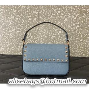 Unique Discount Valentino Rockstud Grainy Calfskin Pouch Mini Bag VLTN077 Blue 2024
