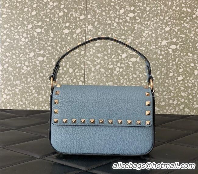 Unique Discount Valentino Rockstud Grainy Calfskin Pouch Mini Bag VLTN077 Blue 2024
