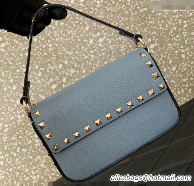 Unique Discount Valentino Rockstud Grainy Calfskin Pouch Mini Bag VLTN077 Blue 2024