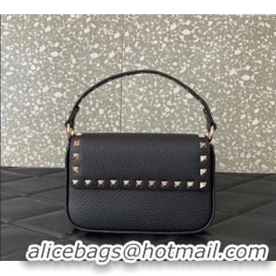 Best Price Valentino Rockstud Grainy Calfskin Pouch Mini Bag VLTN077 Black/Gold 2024