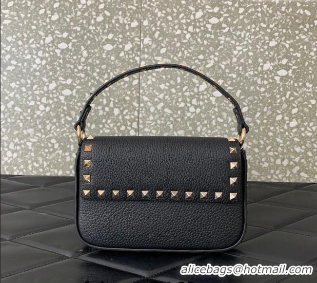 Best Price Valentino Rockstud Grainy Calfskin Pouch Mini Bag VLTN077 Black/Gold 2024