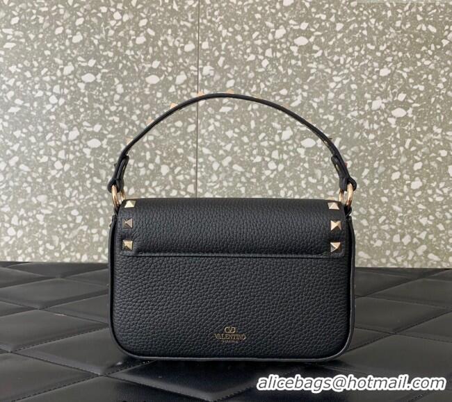 Best Price Valentino Rockstud Grainy Calfskin Pouch Mini Bag VLTN077 Black/Gold 2024