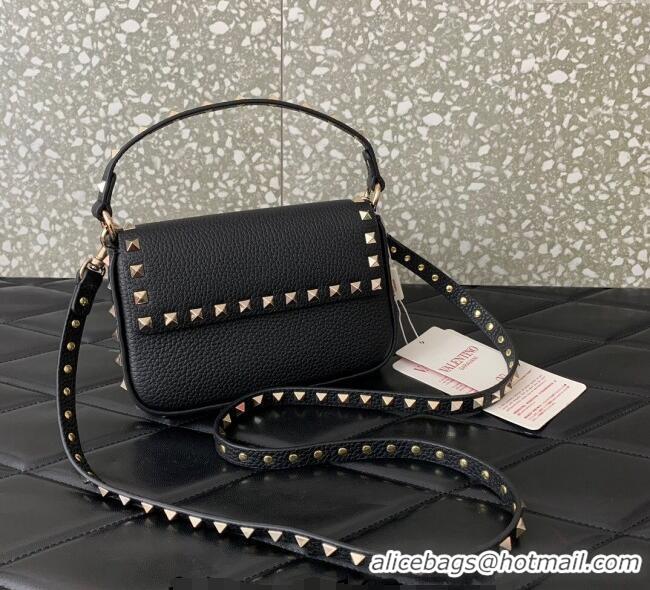 Best Price Valentino Rockstud Grainy Calfskin Pouch Mini Bag VLTN077 Black/Gold 2024