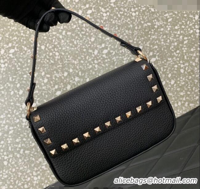 Best Price Valentino Rockstud Grainy Calfskin Pouch Mini Bag VLTN077 Black/Gold 2024