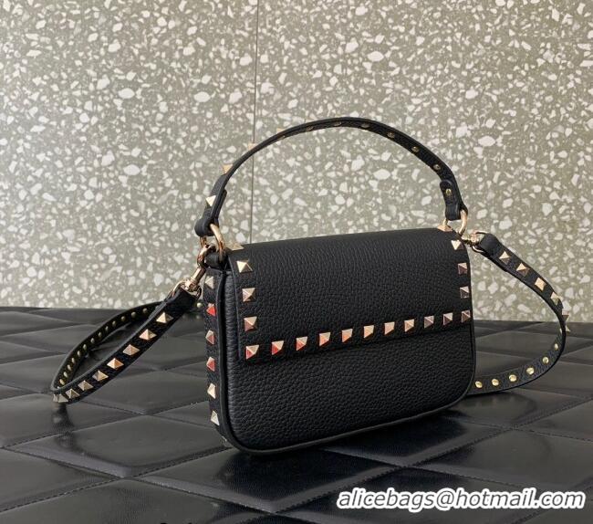 Best Price Valentino Rockstud Grainy Calfskin Pouch Mini Bag VLTN077 Black/Gold 2024