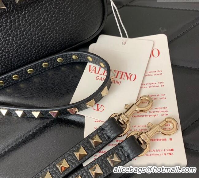 Best Price Valentino Rockstud Grainy Calfskin Pouch Mini Bag VLTN077 Black/Gold 2024
