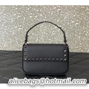 Top Quality Valentino Rockstud Grainy Calfskin Pouch Mini Bag VLTN077 Black/Gold 2024