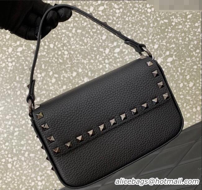 Top Quality Valentino Rockstud Grainy Calfskin Pouch Mini Bag VLTN077 Black/Gold 2024