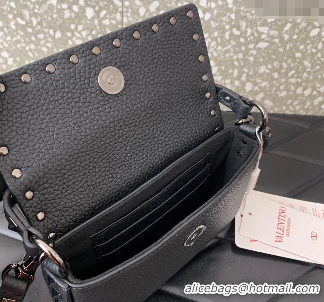 Top Quality Valentino Rockstud Grainy Calfskin Pouch Mini Bag VLTN077 Black/Gold 2024