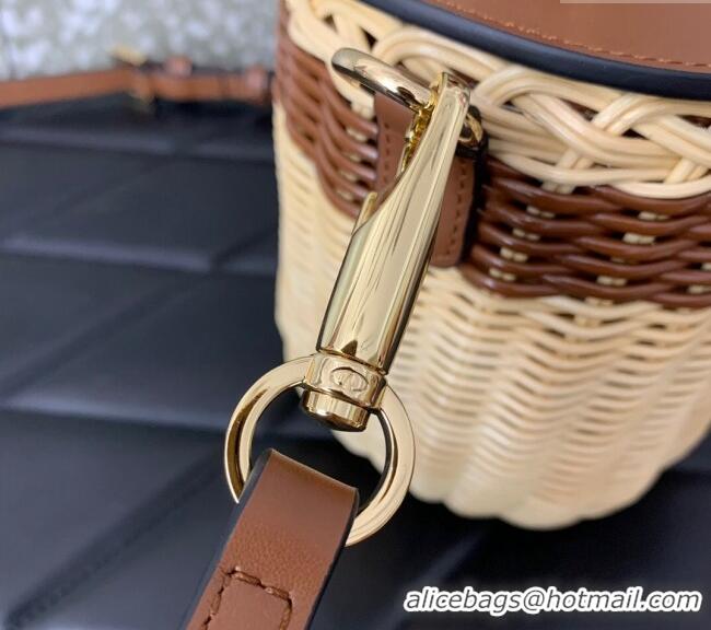 Grade Quality Valentino VLogo Signature Wicker and Leather Vanity Case 5066 Brown 2024