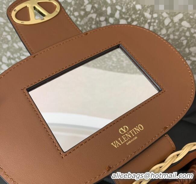Grade Quality Valentino VLogo Signature Wicker and Leather Vanity Case 5066 Brown 2024