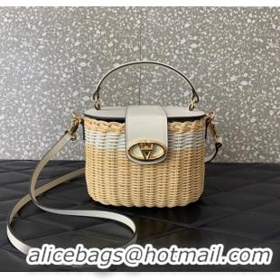 Top Quality Valentino VLogo Signature Wicker and Leather Vanity Case 5066 White 2024