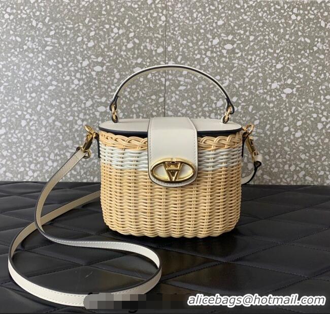Top Quality Valentino VLogo Signature Wicker and Leather Vanity Case 5066 White 2024