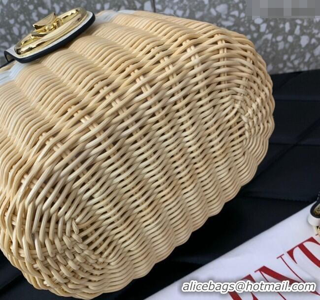 Top Quality Valentino VLogo Signature Wicker and Leather Vanity Case 5066 White 2024