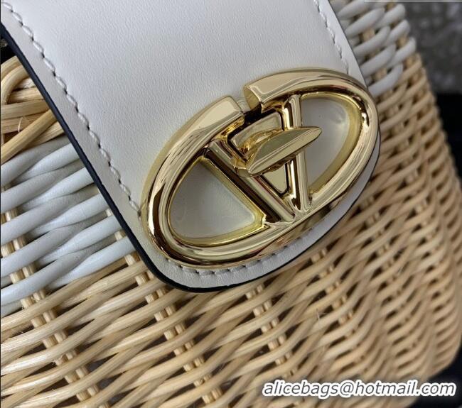Top Quality Valentino VLogo Signature Wicker and Leather Vanity Case 5066 White 2024