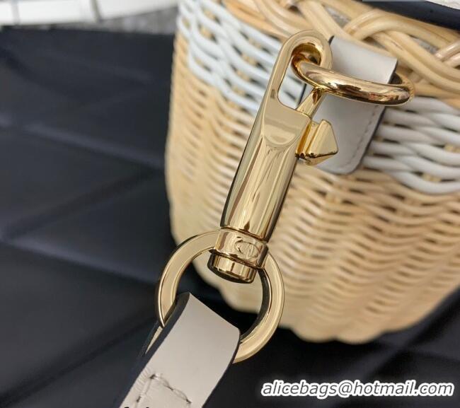 Top Quality Valentino VLogo Signature Wicker and Leather Vanity Case 5066 White 2024